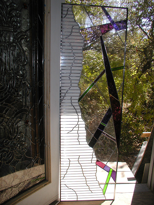 Abstract stained glass door panel