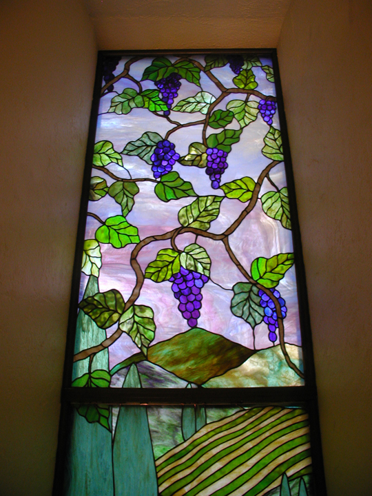 Tuscan scene stained glass window