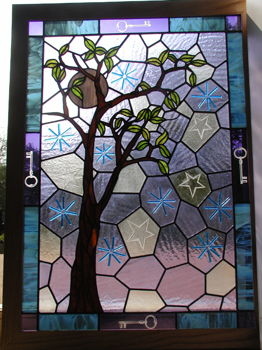 JDRF stained fused leaded glass window