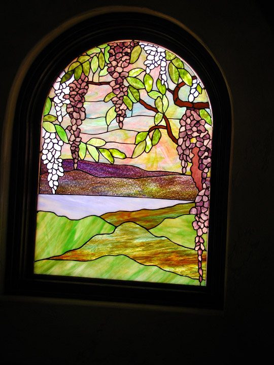 Wisteria Stained Glass Arch Window