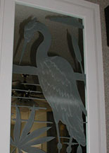 Carved Mirror Door Panels With Heron