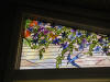 Stained glass clematis panel closeup