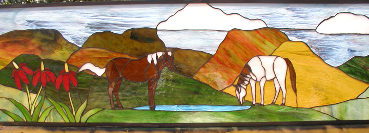 Stained Glass Horse Scene