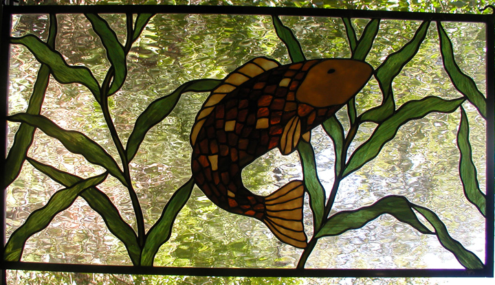 Hanging stained glass Koi Fish window