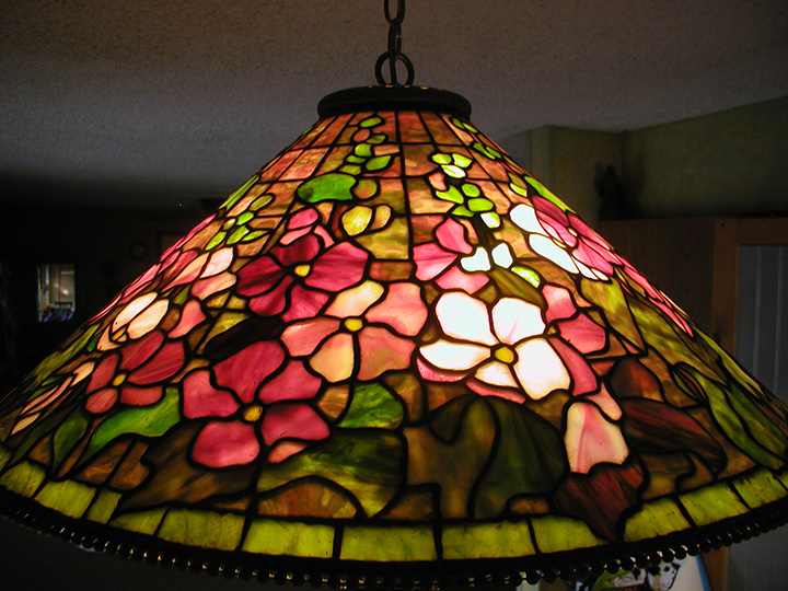 Reproduction of Tiffany 28" Hollyhock Lamp