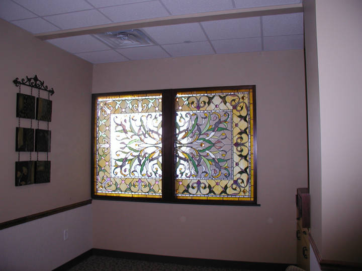 Custom stained glass window for a hospitol meditation room