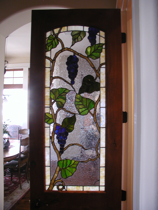 stained glass grapes door panel