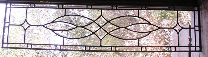 Clear textured glass and bevels leaded glass transom window