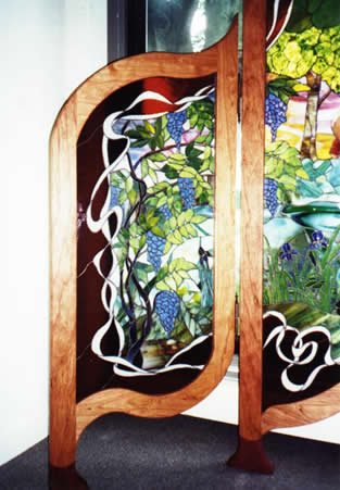 Le printemps stained glass room divider screen