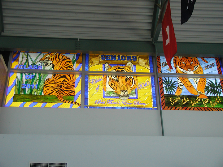 stony point high school stained glass tiger windows