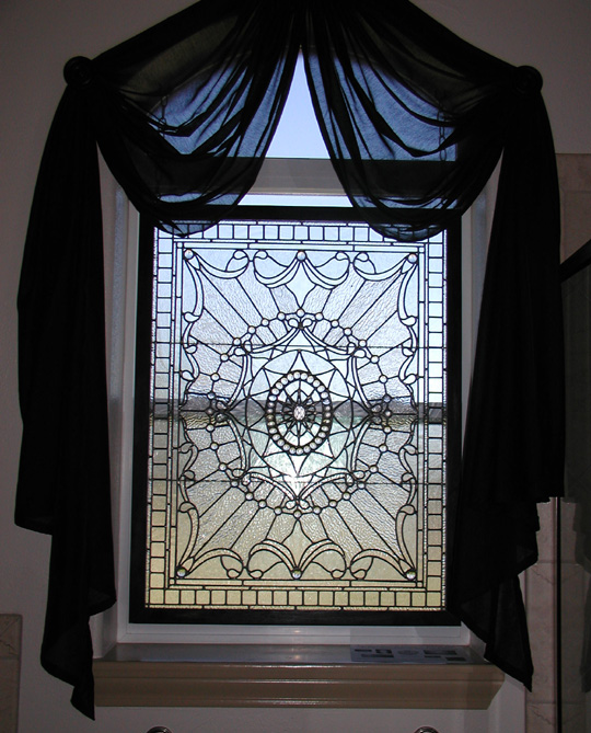 Leaded clear textured glass victorian window
