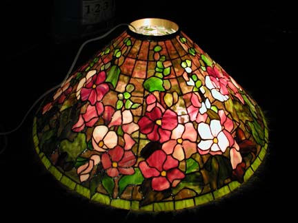 Reproduction of Tiffany 28" Hollyhock Lamp