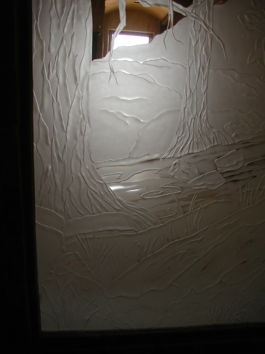 Custom Carved Glass Wall