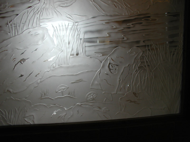 Custom Carved Glass Wall