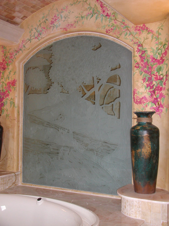 Carved wall installed