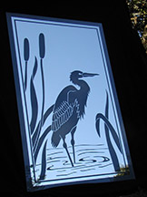 Etched Glass Heron Mirror