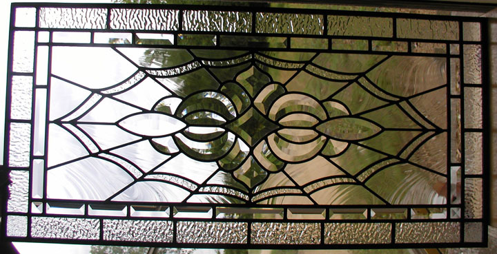 Custom leaded clear textured glass and bevels window