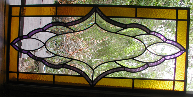 Beveled and Colored Glass Transom