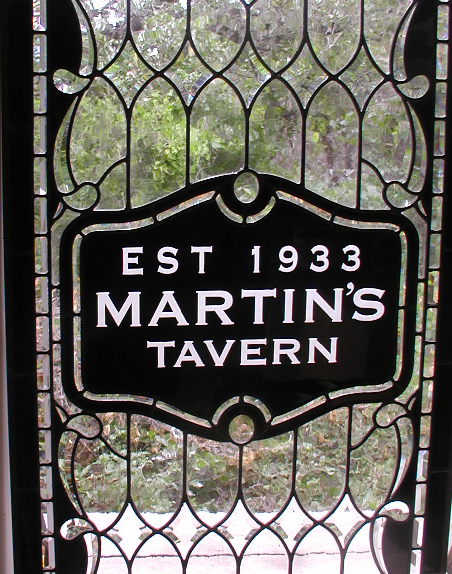 Martins Tavern leaded glass entry windows 
