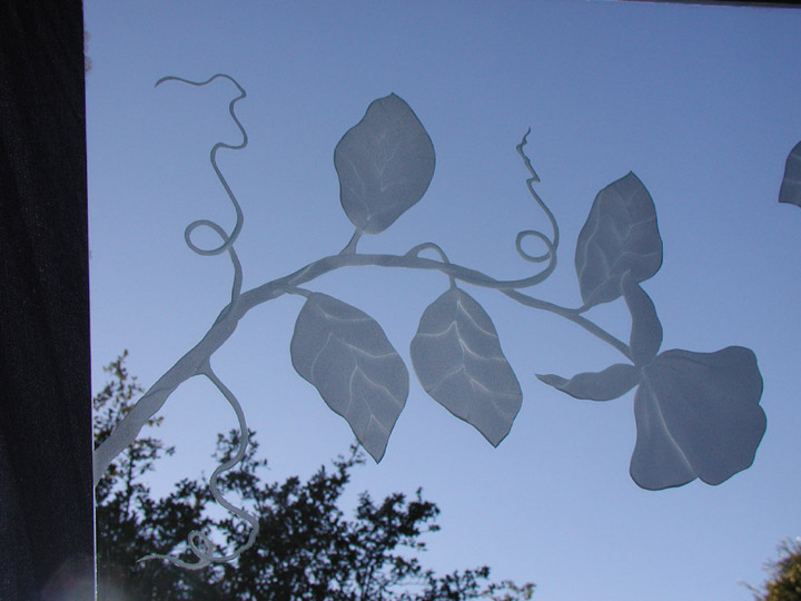 Morning Glories Carved Glass Mirror