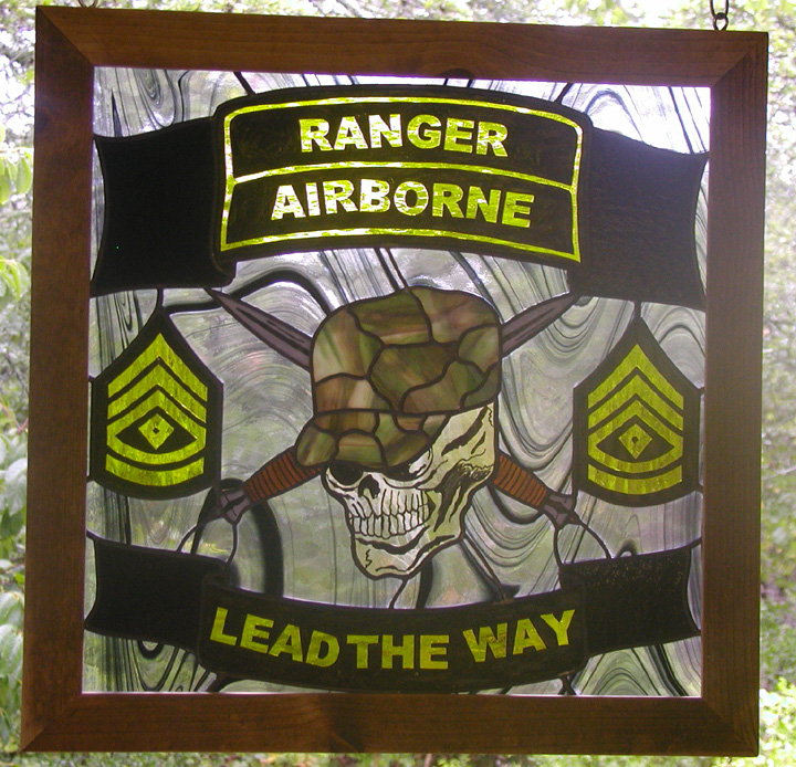 Army Rangers Stained Glass Window