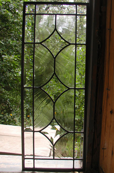 3 Star leaded glass panel with beveled border