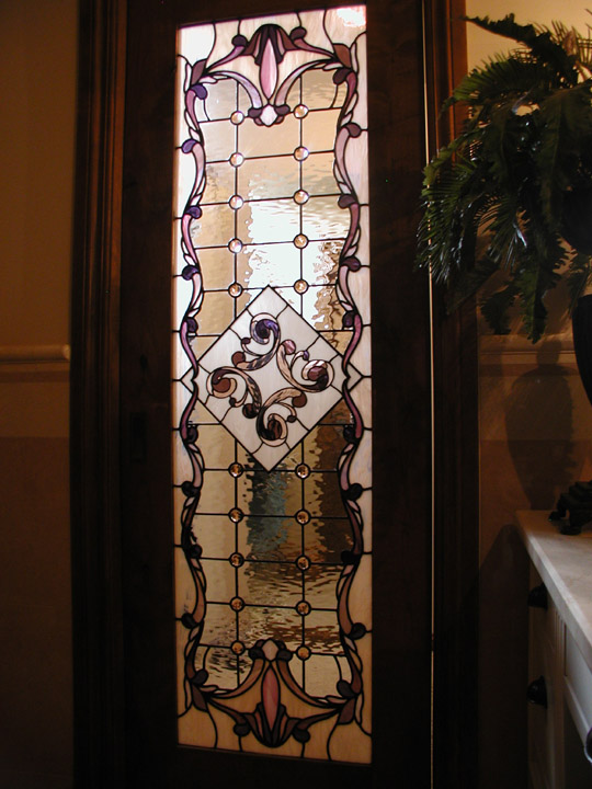 Bathroom Door Leaded Glass Insert