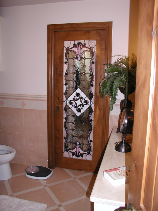 Bathroom Door Leaded Glass Insert