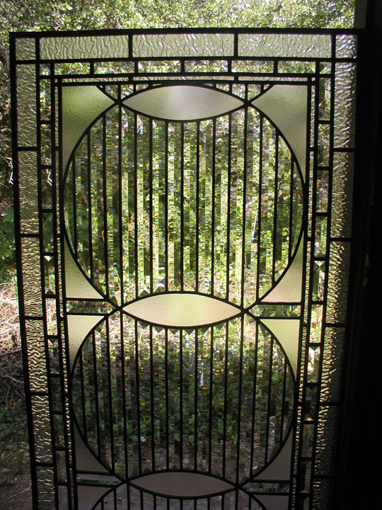 Custom abstract leaded glass door