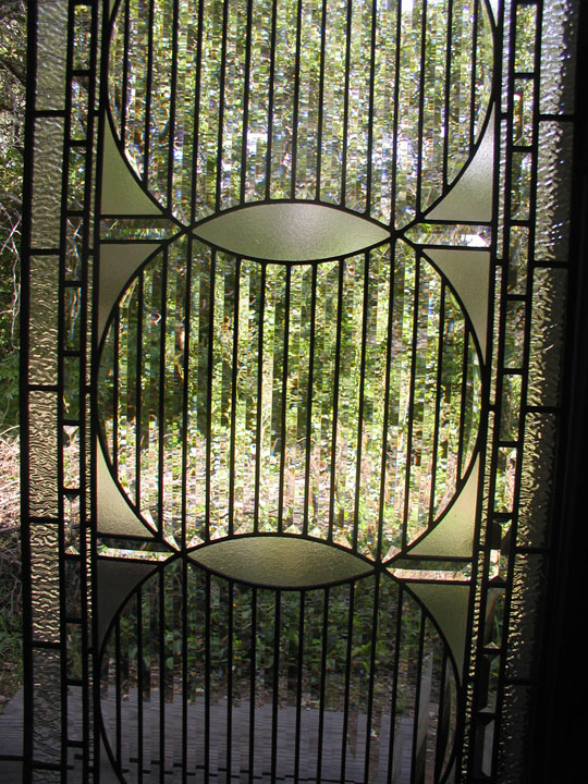 Abstract beveled glass door panel