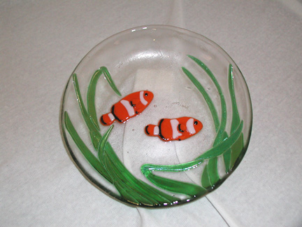 Fused Glass Clown Fish Bowl
