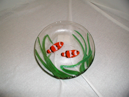 Fused Glass Clown Fish Bowl