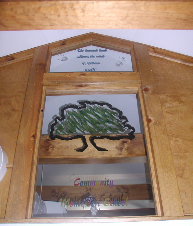 Montessori School Carved Glass Panels