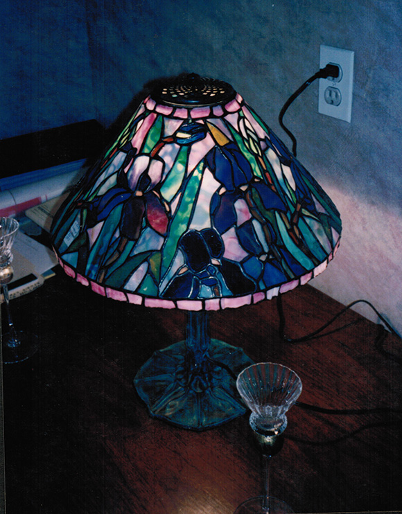 DGS Original Design Stained Glass 14" Iris Lamp
