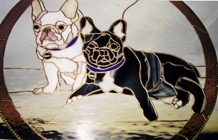 Stained Glass Portrait of Two Dogs