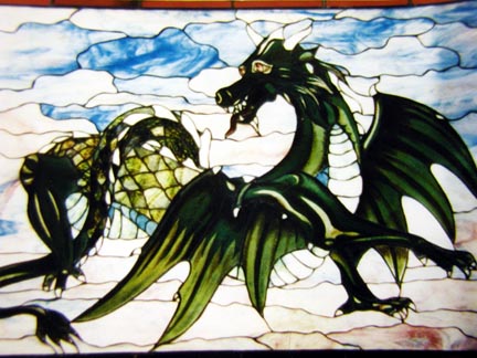 Stained glass dragon window