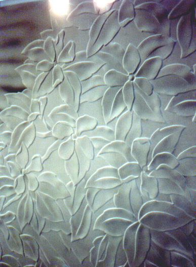 Carved Glass Wall for Residential Building Lobby