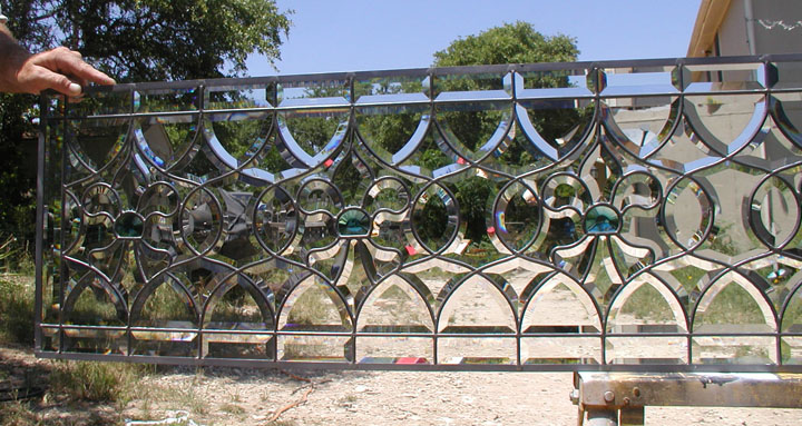 All custom beveled leaded glass fleur di lis window