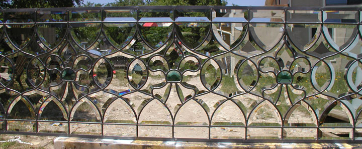 All custom beveled leaded glass fleur di lis window