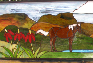 Stained Glass Horse Scene