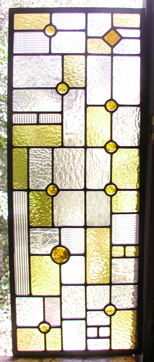 FLW style leaded glass cabinet windows