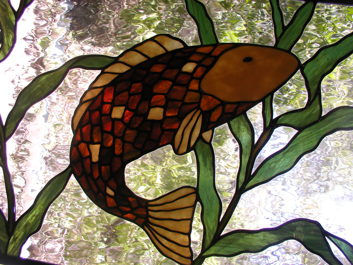 Koi Fish hanging stained glass window