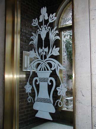 Etched Glass Entryway Panels for Residential Building