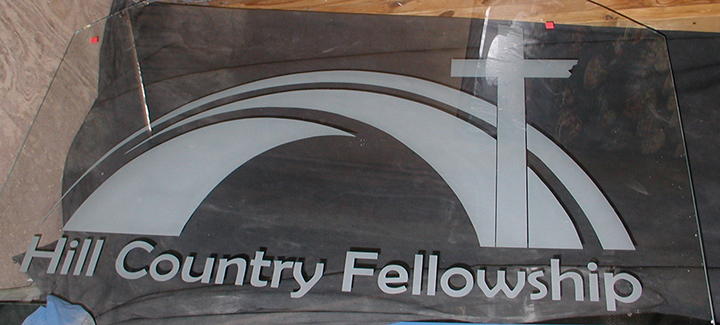 Hill Country Fellowship Etched Glass Transom