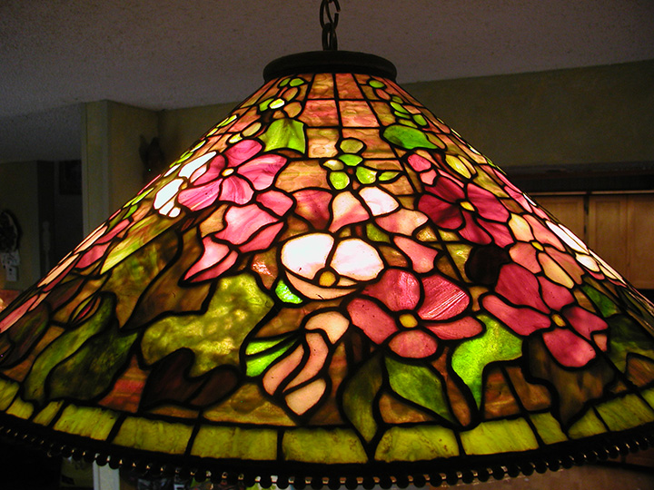 Reproduction of Tiffany 28" Hollyhock Lamp