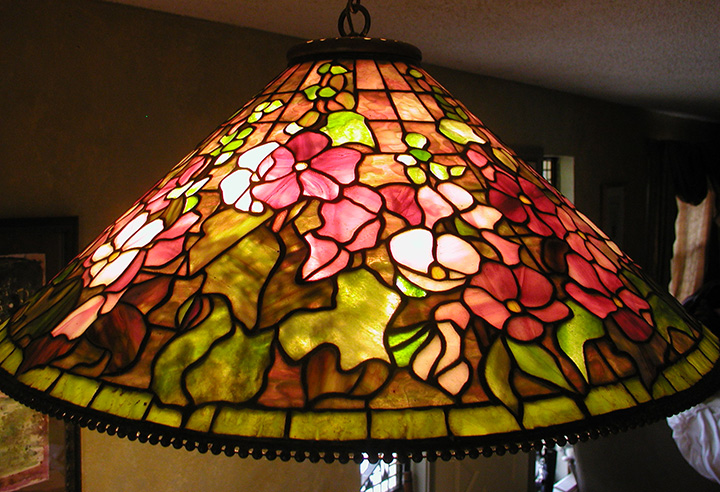 Reproduction of Tiffany 28" Hollyhock Lamp