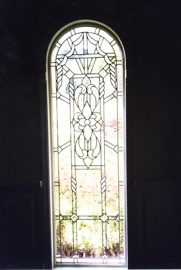 Leaded beveled and clear textured glass insulated windows