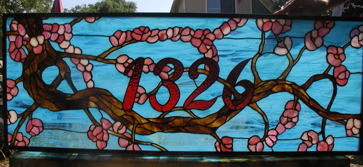 Stained Glass cherry blossom address transom panel