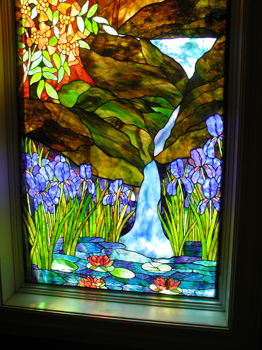 Tiffany style lanscape stained glass window