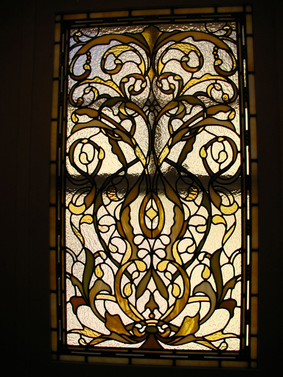 Bathroom stained glass window for landmarked home